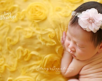 Ivory headband photo prop Babtism headband Baby Photo Prop newborn headband Baby headband Baby shower gift newborn tieback Tieback